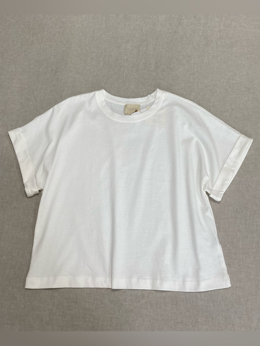 Cupio White Boxy Crewneck Short Sleeve Tee Sz M Casual Relaxed